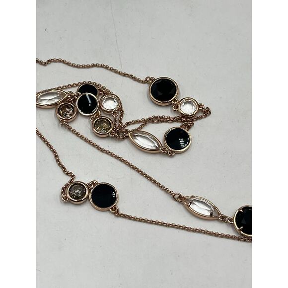 Kate Spade Rose Gold Station Bezel Crystals & Black Enamel Long
Necklace 32" - Picture 10 of 10